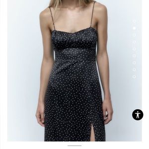 DOTTED MIDI CORSET DRESS